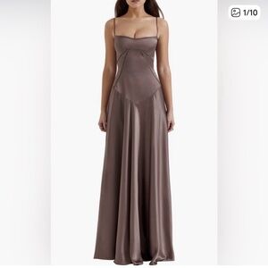 House of cb Anabella Lace-Up Satin Gown B2491